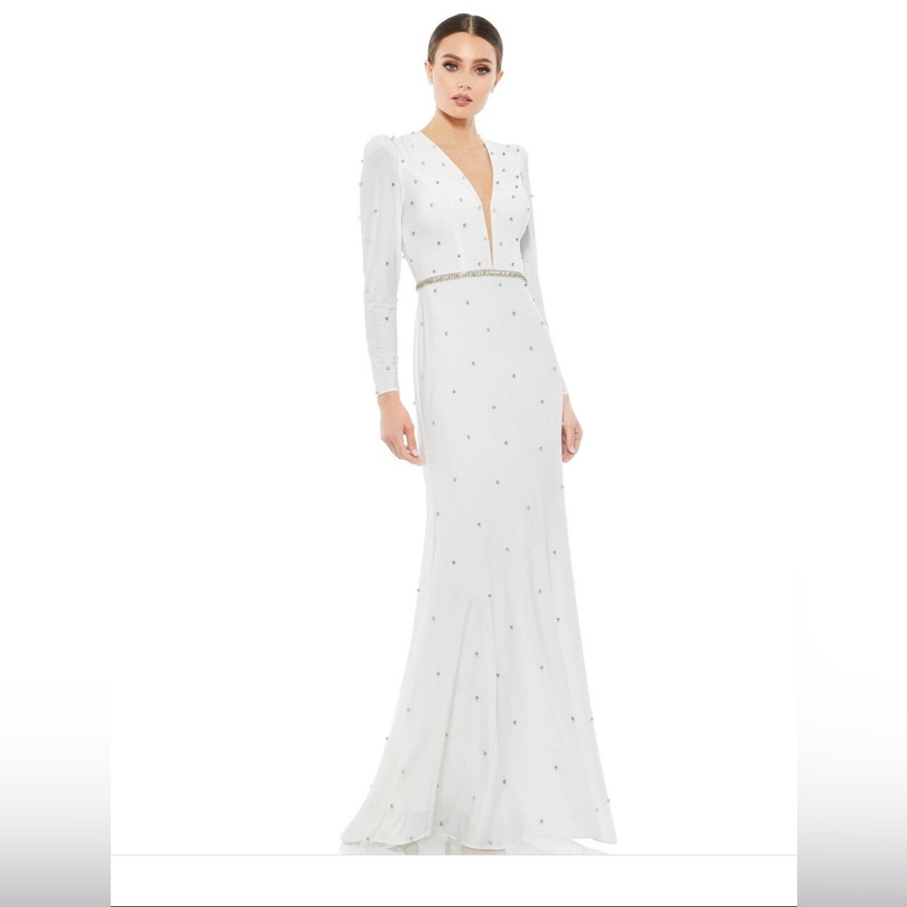 NWT MacDuggal Elegant White Evening Gown